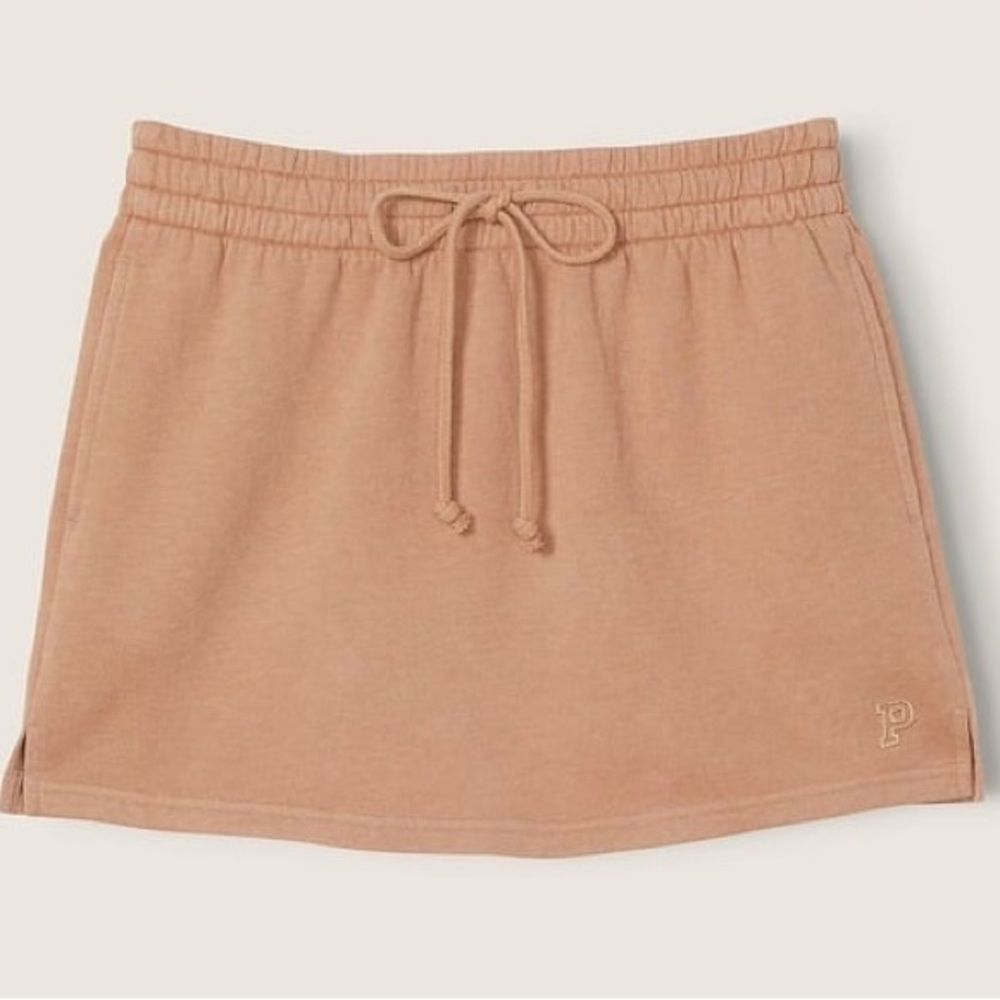 Vs Victoria's Secret Pink High Waist Fleece Skirt Mocha Latte Wash XXL